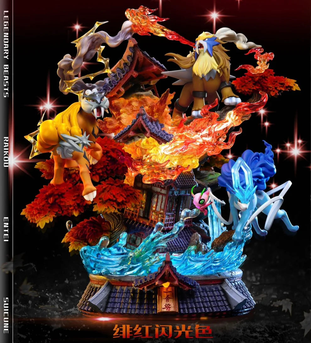 666 Studio Legendary Beast Suicune Entei Raikou Resin Statue