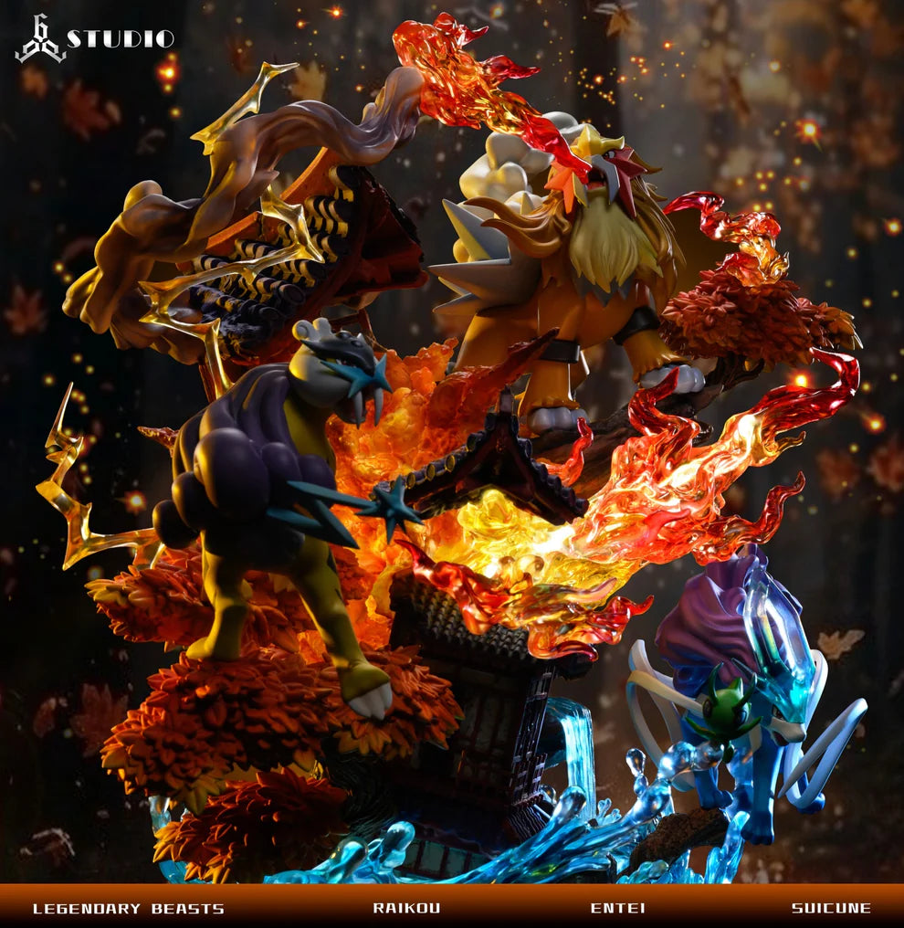 666 Studio Legendary Beast Suicune Entei Raikou Resin Statue