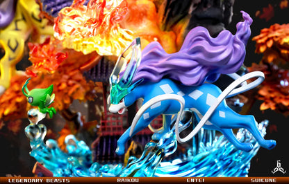 666 Studio Legendary Beast Suicune Entei Raikou Resin Statue