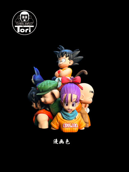 Tori - Kid Goku, Roshi, Bulma, Krillin, Yamcha, Launch, Oolong and Puar